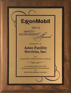 ExxonMobil Safety Achievement Award Aztec Facility Services 2014