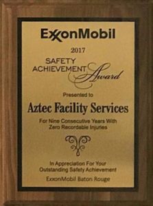 ExxonMobil Safety Achievement Award Aztec Facility Services 2017